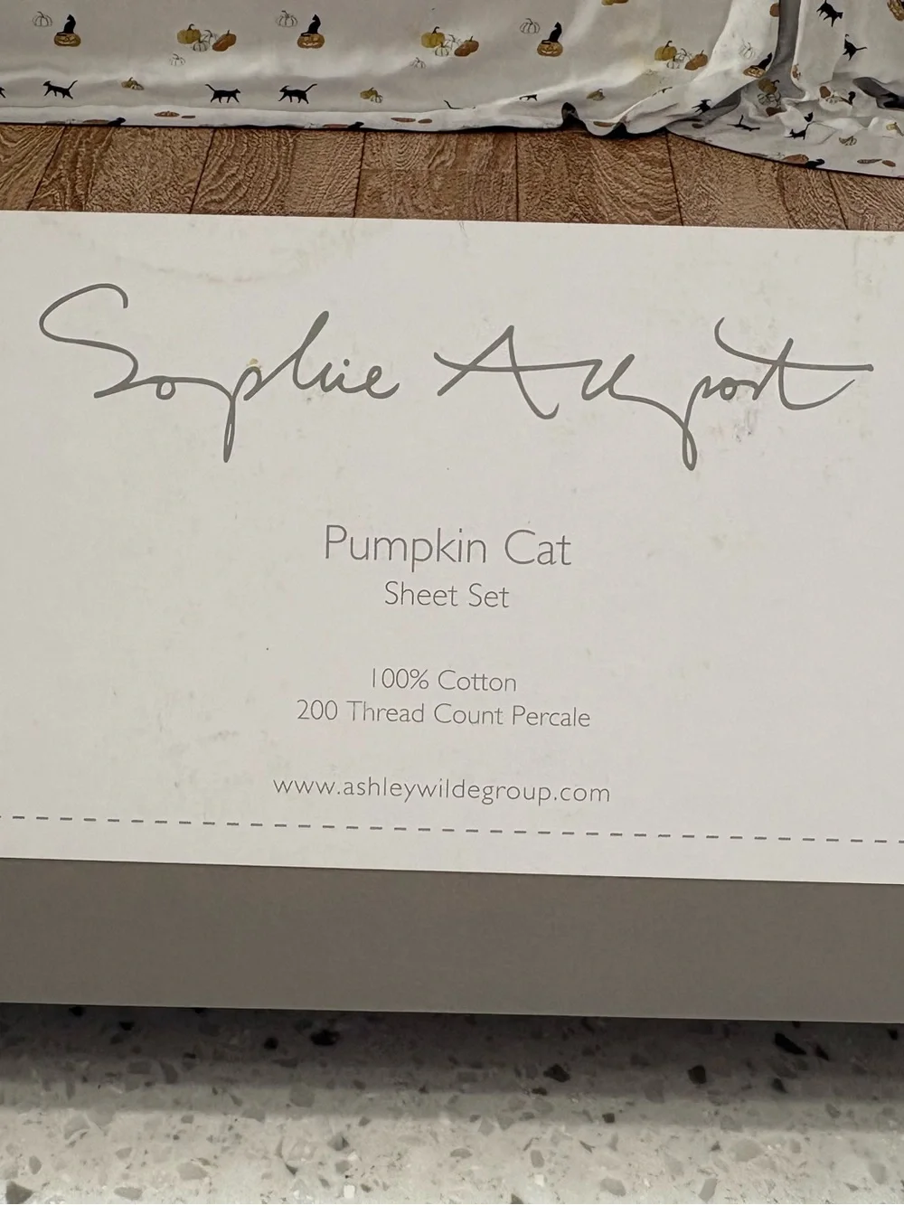 NEW Sophie Allport Queen Sheet Set - “Pumpkin Cat” Black Cat & Pumpkin Pattern